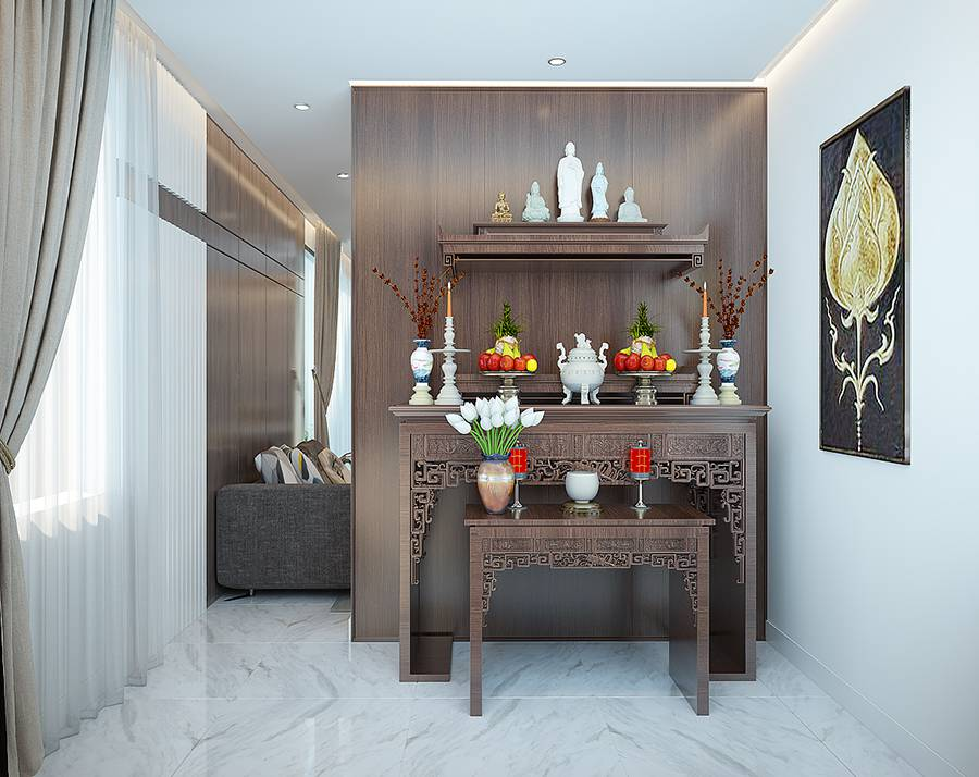trần thạch cao phòng thờ đẹp